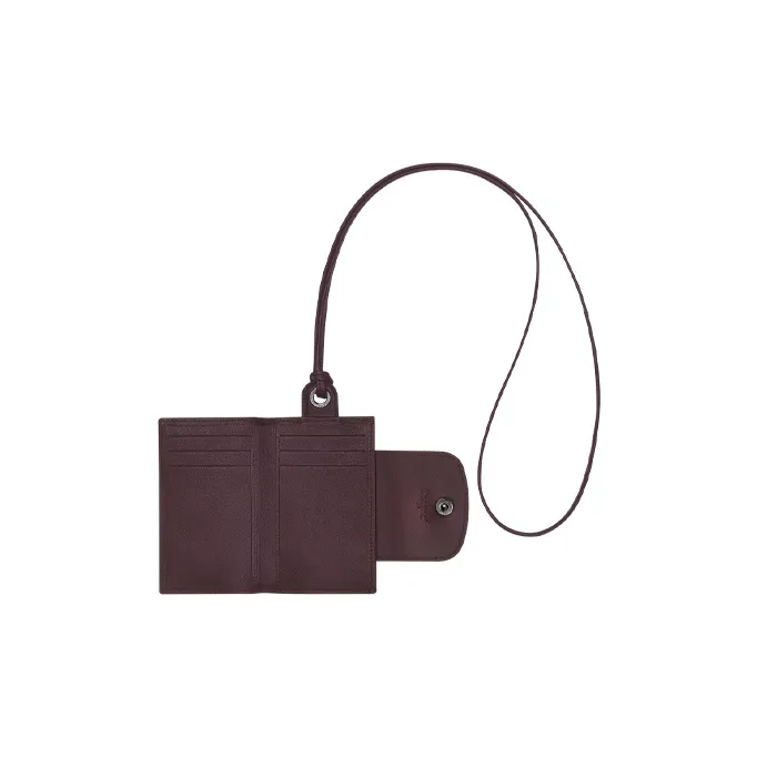 LONGCHAMP Le Pliage Cuir Leather Hanging Rope Card Holder Coin Purse Regular Women's Red-2