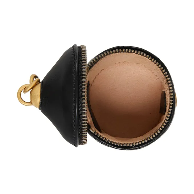 GUCCI Marmont Herringbone Leather Key Pouch Women's Black-3