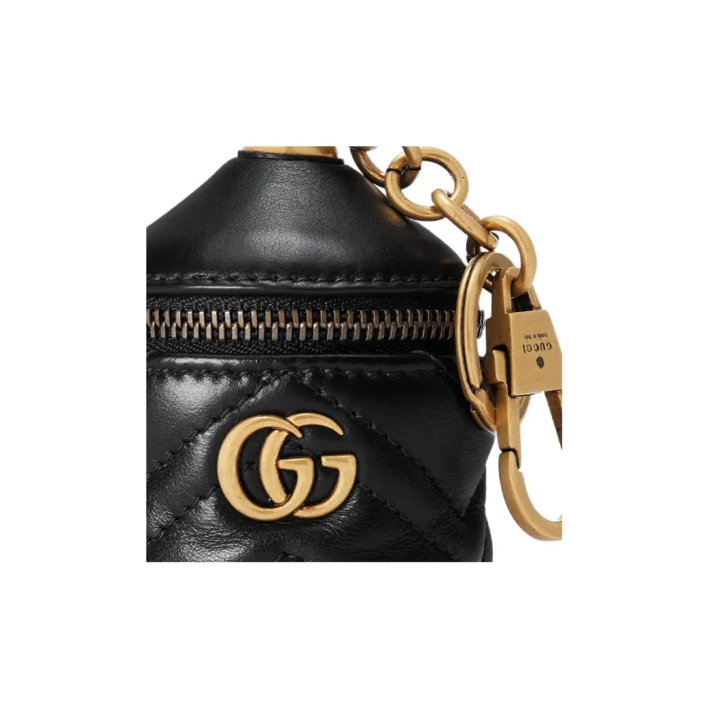 GUCCI Marmont Herringbone Leather Key Pouch Women's Black-4