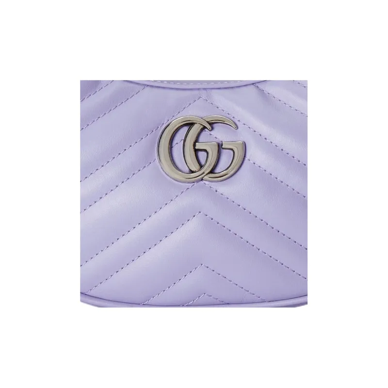 GUCCI Marmont Leather Crescent Bag, Portable Crossbody Bag, Shoulder Bag Women's Purple-7