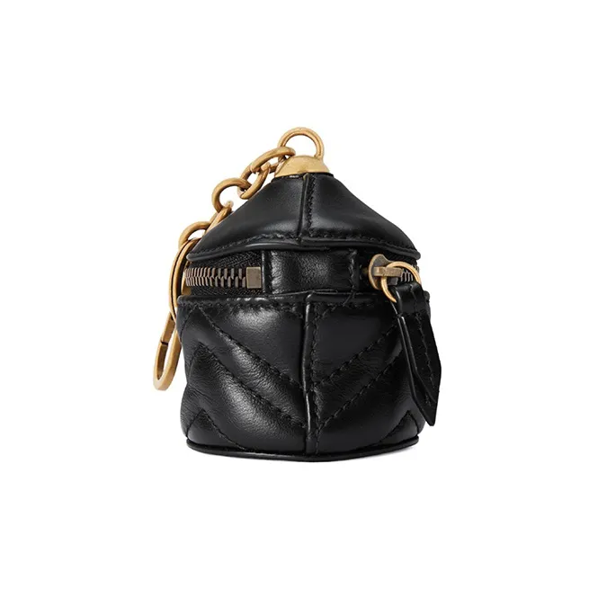 GUCCI Marmont Herringbone Leather Key Pouch Women's Black-2