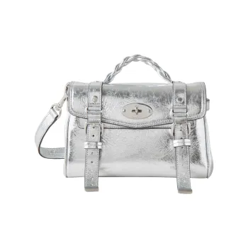 Mulberry Alexa Cow Leather Handbag Shoulder Bag Crossbody Bag Mini Women's Silver
