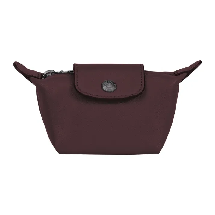 LONGCHAMP Le Pliage Cuir Sheepskin Dumpling Bag Coin Purse Regular Women's Burgundy Red-0