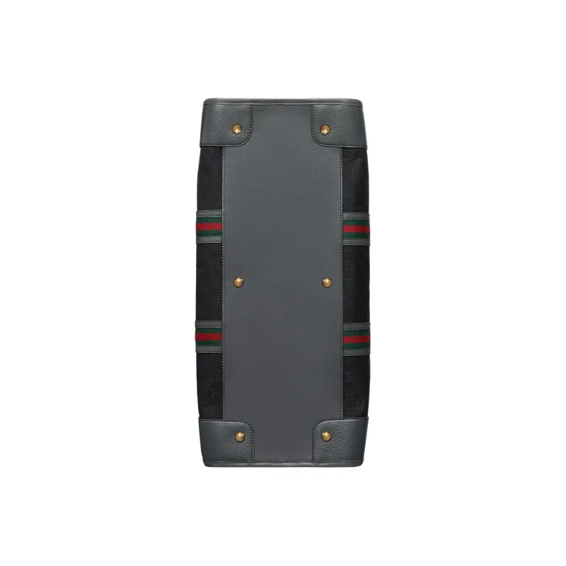 GUCCI Canvas With Leather Travel Bag Canvas Bag Shoulder Bag Crossbody Bag Handbag Extra Large Men's Black/Gray-6