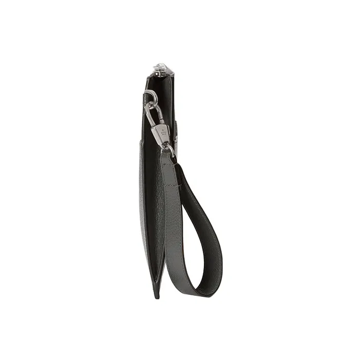 GUCCI Canvas With Leather Clutch Men's Black & Gray-2