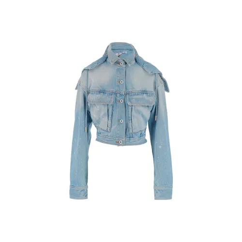 OFF-WHITE Distressed Cropped Denim Jacket