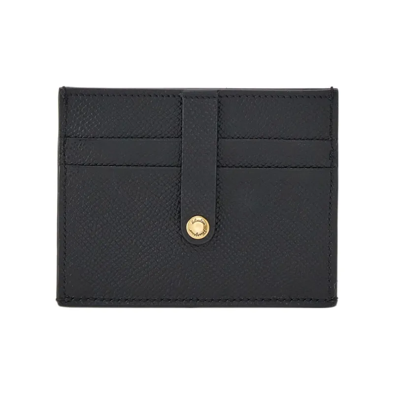 FERRAGAMO GANCINI Cow Leather Shoulder Bag, Crossbody Bag Card Holder Women's Black-2