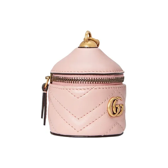 GUCCI GG Marmont Herringbone Leather Key Pouch Women's Light Pink-1