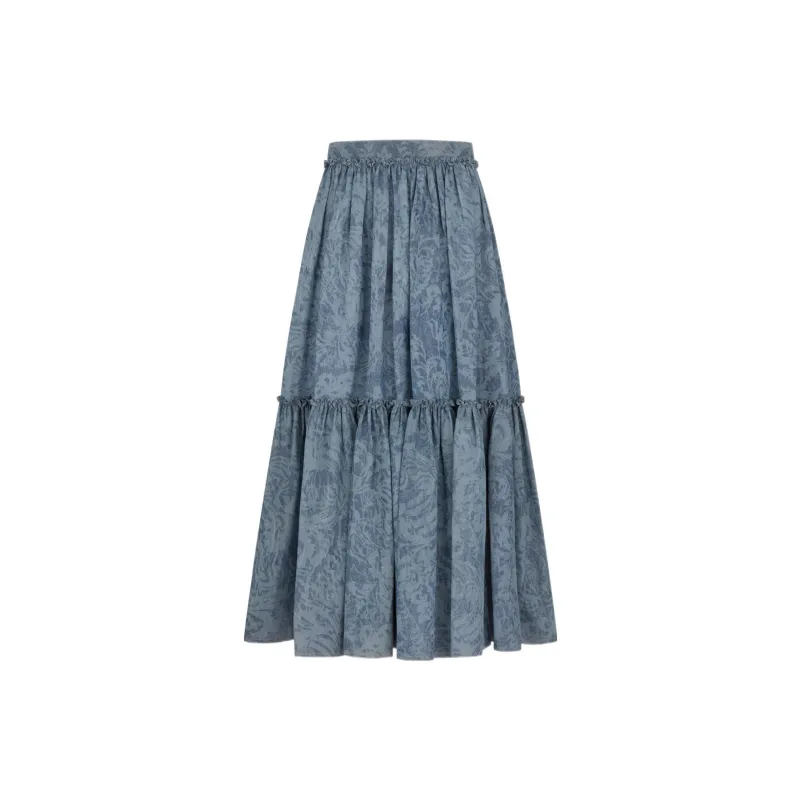 DIOR Casual Long Skirts Women's Blue-1