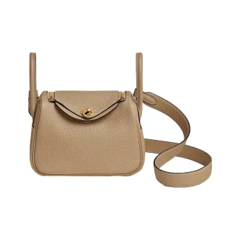 HERMES Lindy Taurillon Clemence Cow Leather Handbag, Shoulder Bag, Crossbody Bag Mini Women's S2 Trench Coat Beige