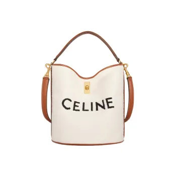CELINE 16 Jacquard Fabric With Cow Leather Shoulder Bag, Crossbody Bag, Handbag Regular Women's Natural/Tan