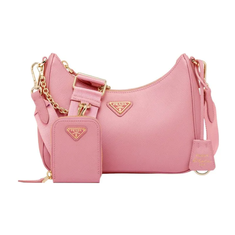 PRADA Re Edition Saffiano Leather Portable Crossbody Bag Shoulder Bag Women's Pink-0