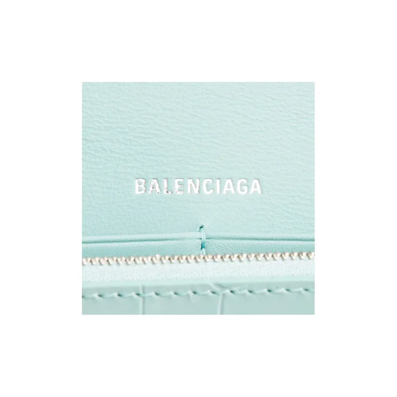 Balenciaga Hourglass Calfskin Shoulder Bag Crossbody Bag Wallets Small Size Women's Turquoise-6