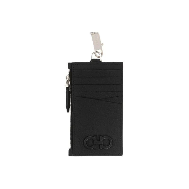 FERRAGAMO Calfskin Wallets Card Holders Men's Black-0