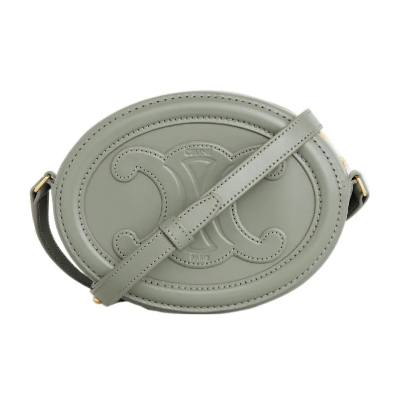 CELINE Cuir Triomphe Smooth Calf Leather Shoulder Bag Crossbody Bag Mini Women's Green-2