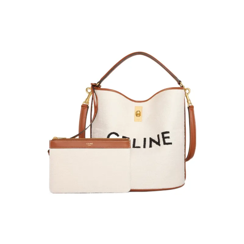 CELINE 16 Jacquard Fabric With Cow Leather Shoulder Bag, Crossbody Bag, Handbag Regular Women's Natural/Tan-1