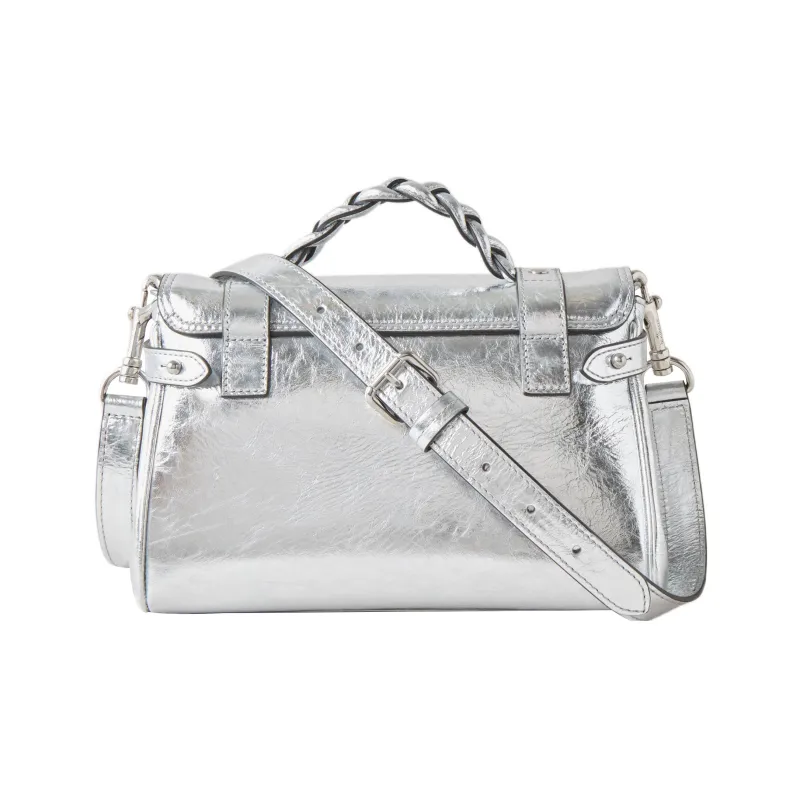 Mulberry Alexa Cow Leather Handbag Shoulder Bag Crossbody Bag Mini Women's Silver-2