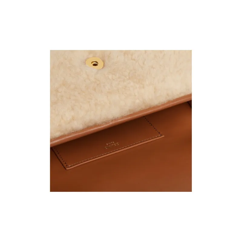 CELINE Cow Leather Handbag, Shoulder Bag, Crossbody Bag Trumpets Women's Beige/Tan-4