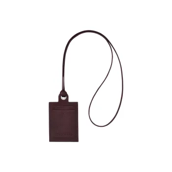 LONGCHAMP Le Pliage Green Cow Leather Card Holder Women's Burgundy Red