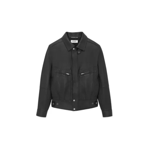 SAINT LAURENT Leather Jackets Men Black