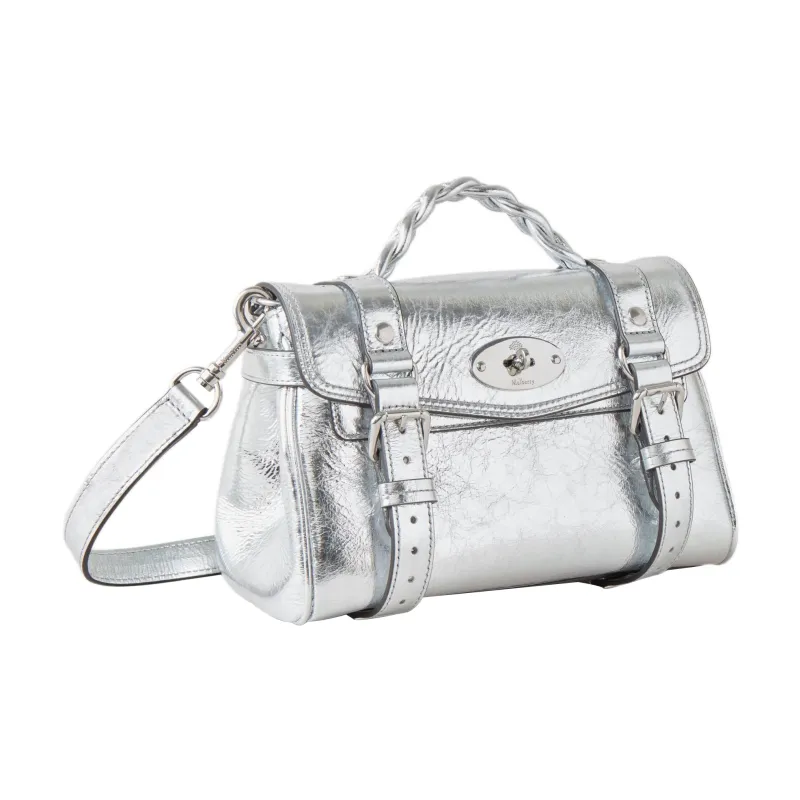 Mulberry Alexa Cow Leather Handbag Shoulder Bag Crossbody Bag Mini Women's Silver-1