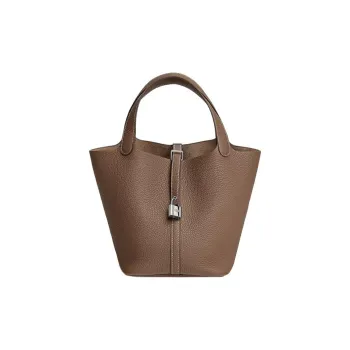 HERMES Picotin Lock Clemence Calfskin Basket Bag Handbag Bucket Bag Women's 18 Etoupe Elephant Gray