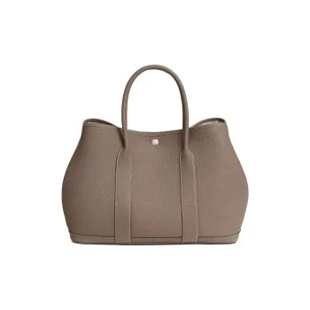 HERMES Negonda Calfskin Garden Bag Handbag Regular Unisex 18 Etoupe Elephant Gray