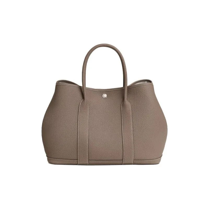 HERMES Negonda Calfskin Garden Bag Handbag Regular Unisex 18 Etoupe Elephant Gray-0