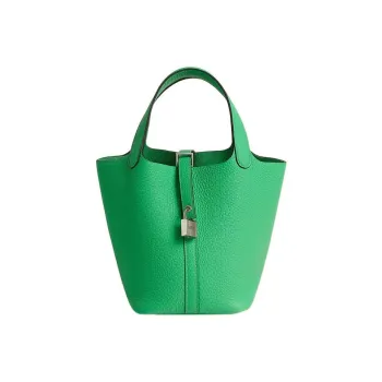 HERMES Picotin Lock Clemence Bullock Leather Basket Bag Handbag Bucket Bag 18 Women's 0Z Comic Green
