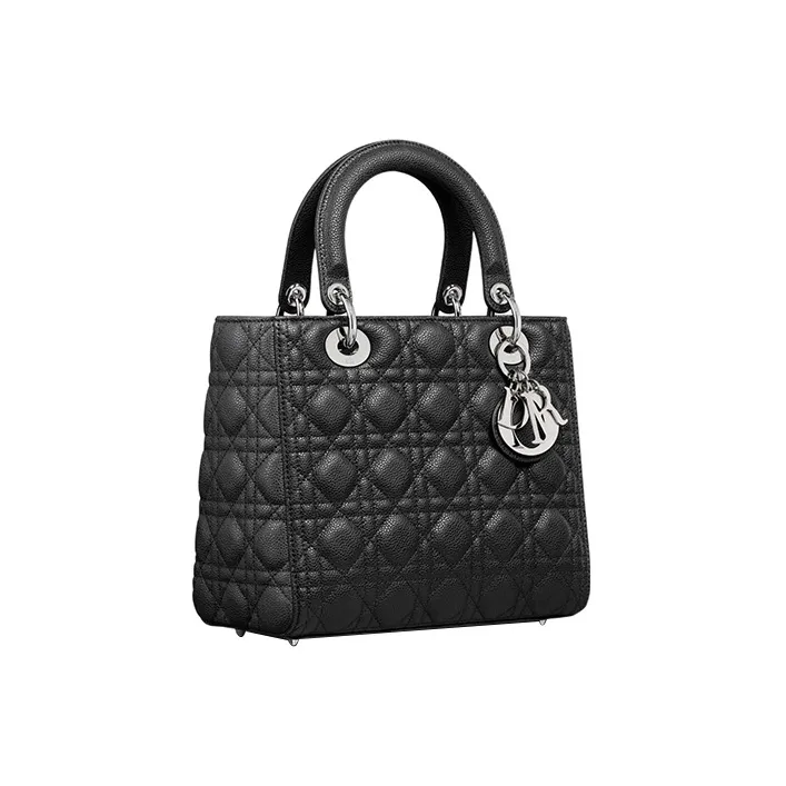 DIOR Lady Dior Grain Calfskin Shoulder Bag, Crossbody Bag, Handbag Medium Size Women's Black-2