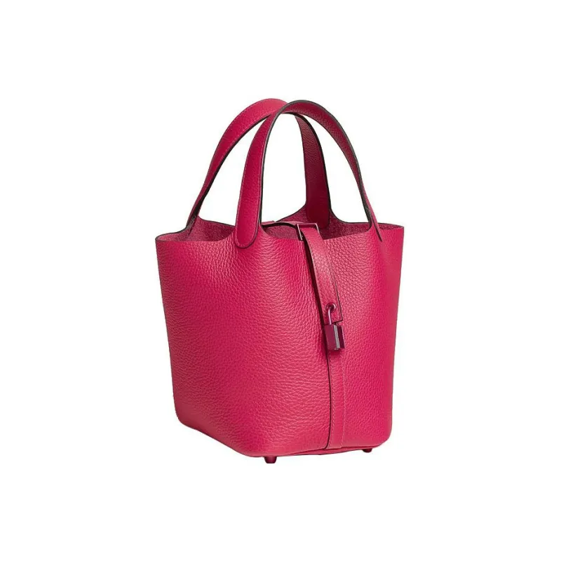 HERMES Picotin Lock Clemence Leather Basket Bag Bucket Bag Handbag 18 Women's 0D Rose Mexico Pink-1