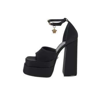 VERSACE Aevitas 160mm Pointy Platform Sandals Black Women's