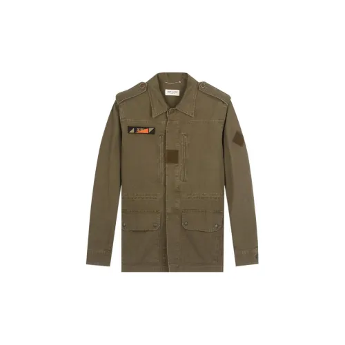 SAINT LAURENT Denim Jackets Men Army Green