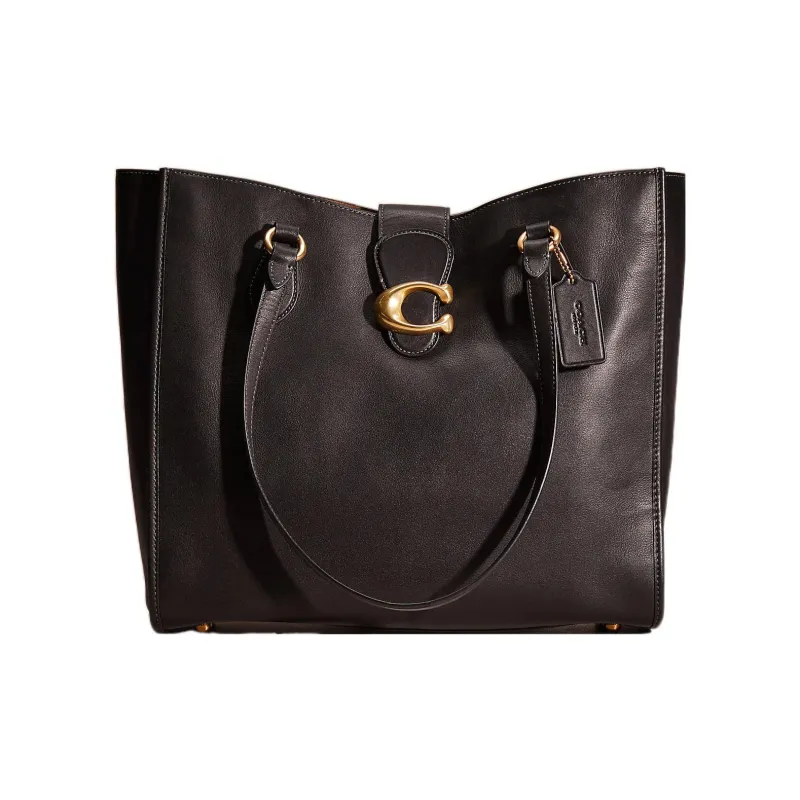 COACH Theo Tote Leather Tote Bag, Shopping Bag, Shoulder Bag, Handbag Large Size Women's Black-0