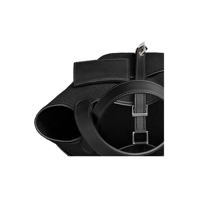 HERMES Picotin Lock Canvas With Swift Calfskin Canvas Bag Basket Bag Bucket Bag Handbag 18 Women's Noir Black-5