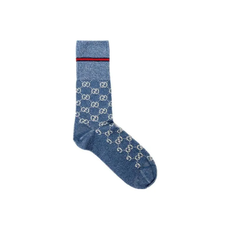 GUCCI SS23 Mid Calf Socks Unisex 1 Pack Blue-2