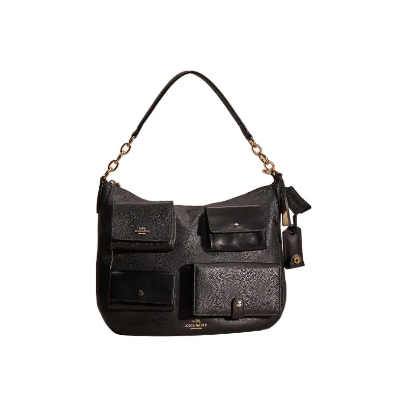 COACH Chelsea Pebbled Leather Handbag, Shoulder Bag, Crossbody Bag Large Size Women's Black-0