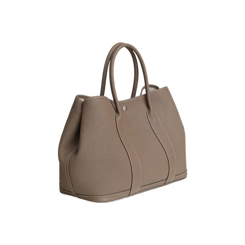 HERMES Negonda Calfskin Garden Bag Handbag Regular Unisex 18 Etoupe Elephant Gray-1