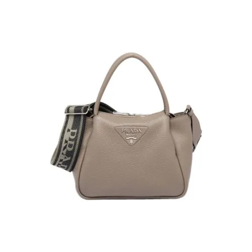 PRADA Leather Shoulder Bag Crossbody Bag Handbag Small Size Women's Mud Gray