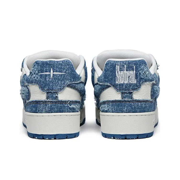 SHOOT BRAND x GRKC PAST V1 LOW Low-Top Stylish Skateboarding Shoes Unisex White Blue-3
