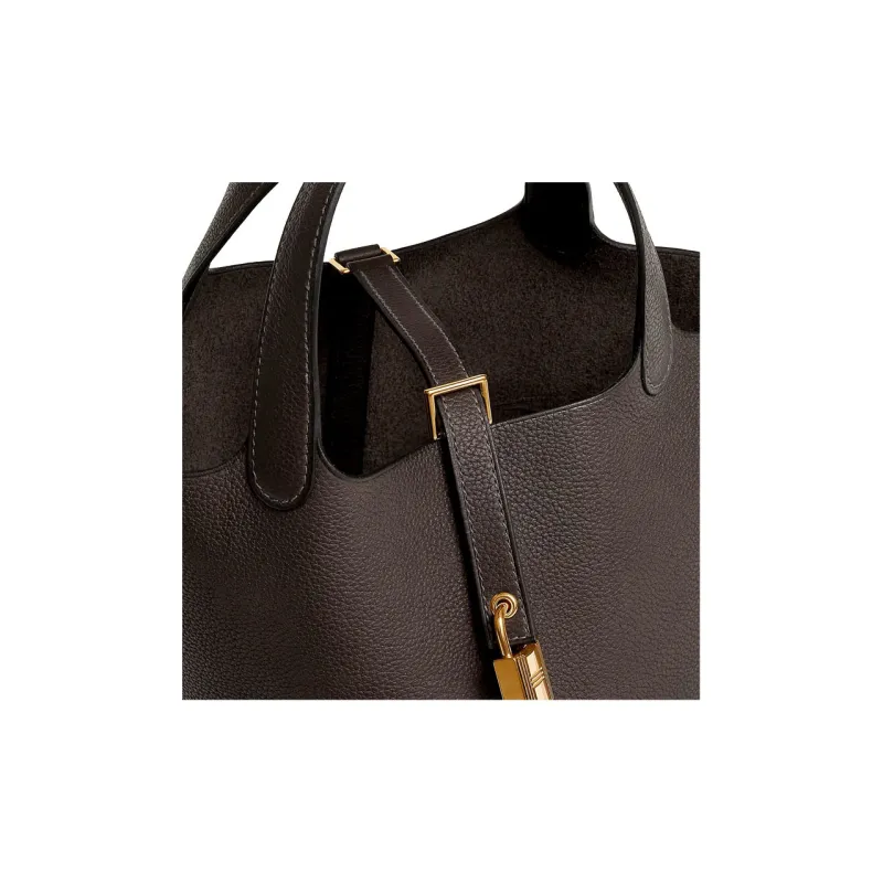HERMES Picotin Lock Barenia Faubourg Saddle Leather Basket Bag Handbag Bucket Bag 18 Women's Ebony-7