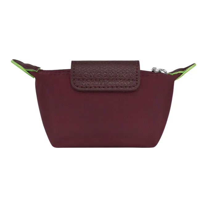 LONGCHAMP Le Pliage Green Leather Paneled Canvas Coin Purse Women's Burgundy-2