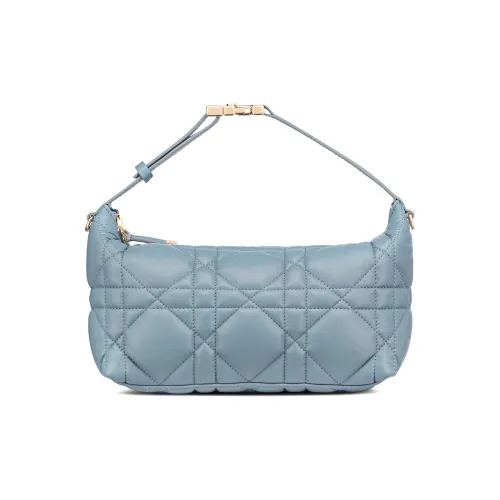 DIOR Cow Leather Handbags Clutches Medium Size Women's Sky Blue