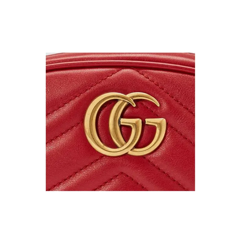 GUCCI GG Marmont Leather Sling Bag Fanny Pack Women's Red-6