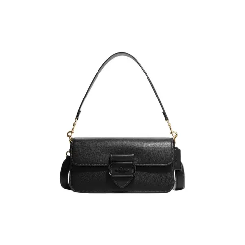 COACH Morgan Pebbled Leather Handbag Shoulder Bag Women's Pure Black