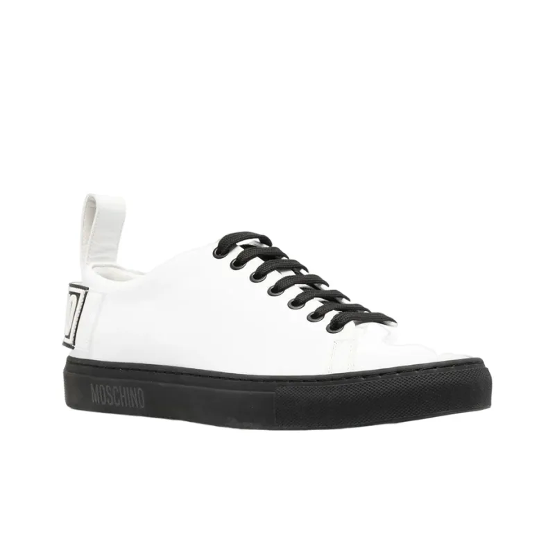 MOSCHINO Low Top Stylish Skateboarding Shoes Men's White Black-2