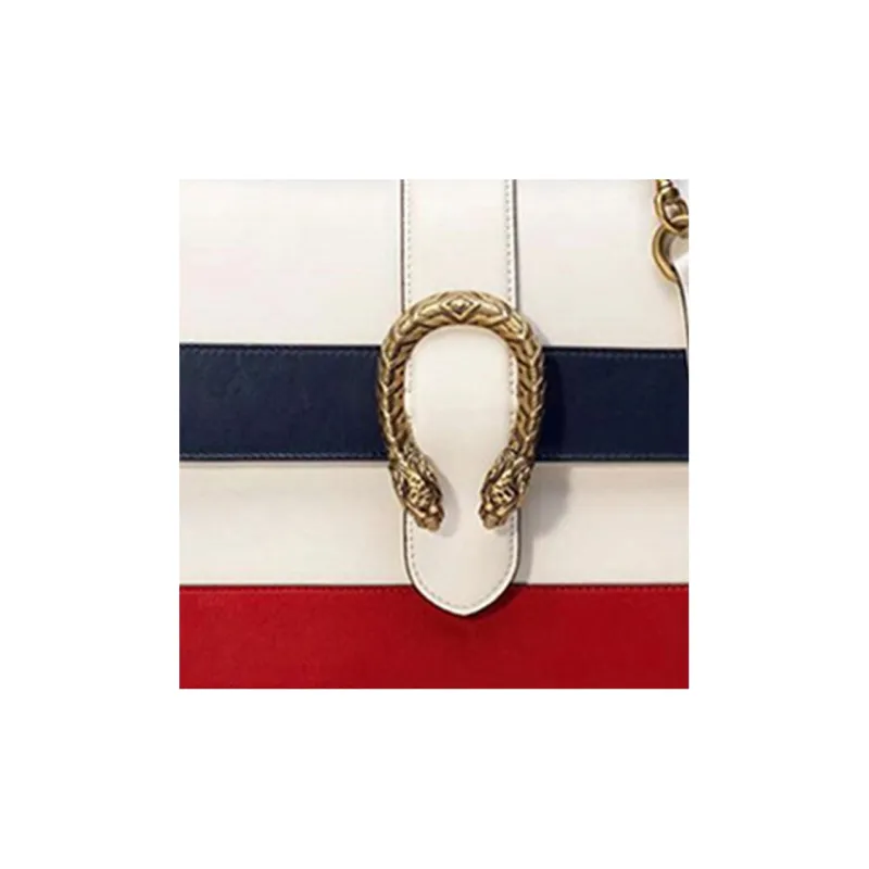 GUCCI Dionysus Multicolor Cow Leather Shoulder Bag Crossbody Bag Handbag Medium Size Women's White/Dark Blue/Red-4
