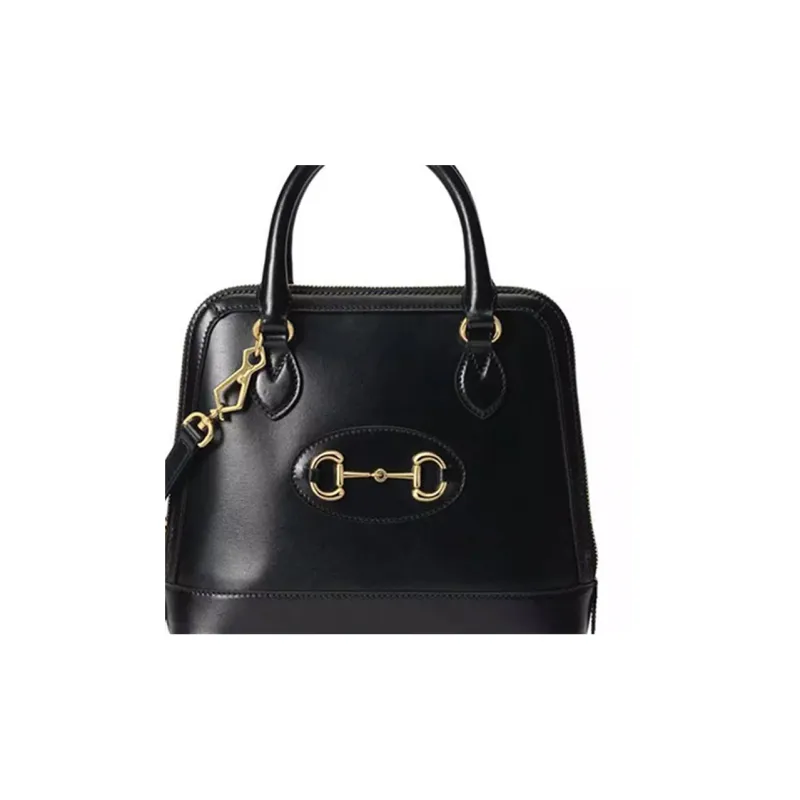 GUCCI Leather Dome Bag Shoulder Bag Crossbody Bag Handbag Small Size Women's Black-7