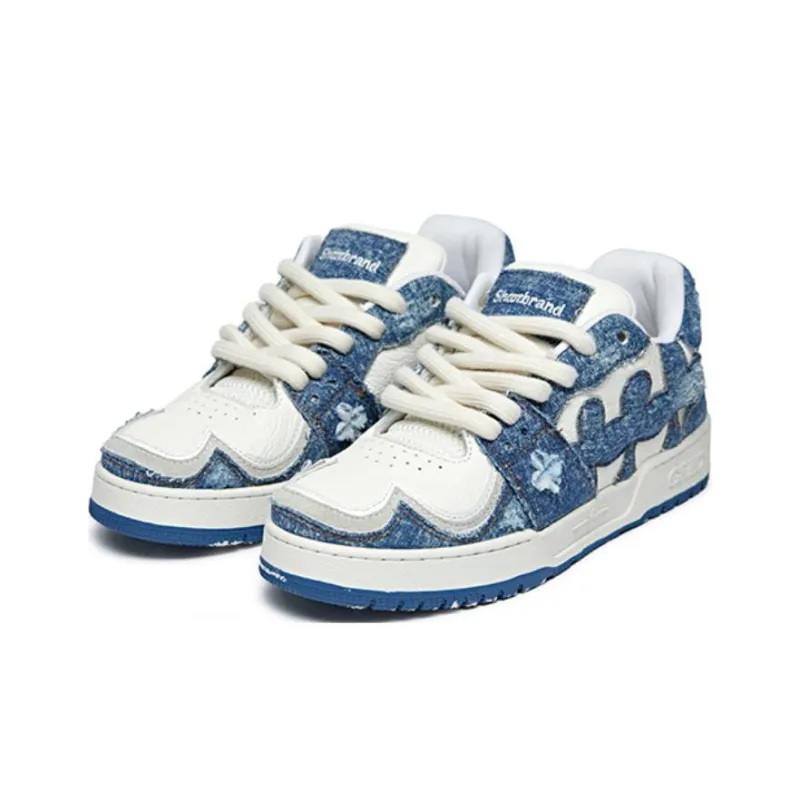 SHOOT BRAND x GRKC PAST V1 LOW Low-Top Stylish Skateboarding Shoes Unisex White Blue-1