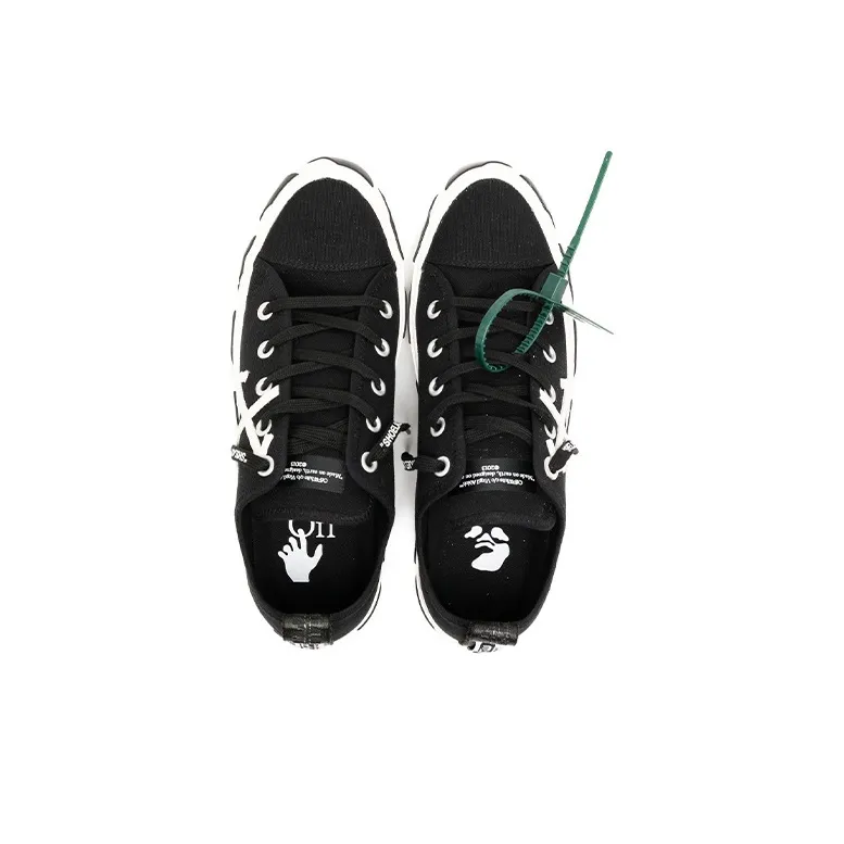 OFF WHITE Vulcanized Low Top Stylish Skateboarding Shoes Men's Black-3